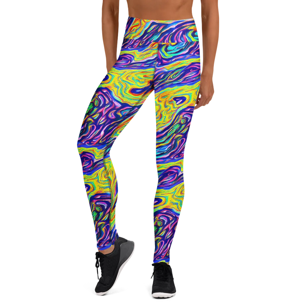 Kaleidoscope Current on Yoga Leggings — Front