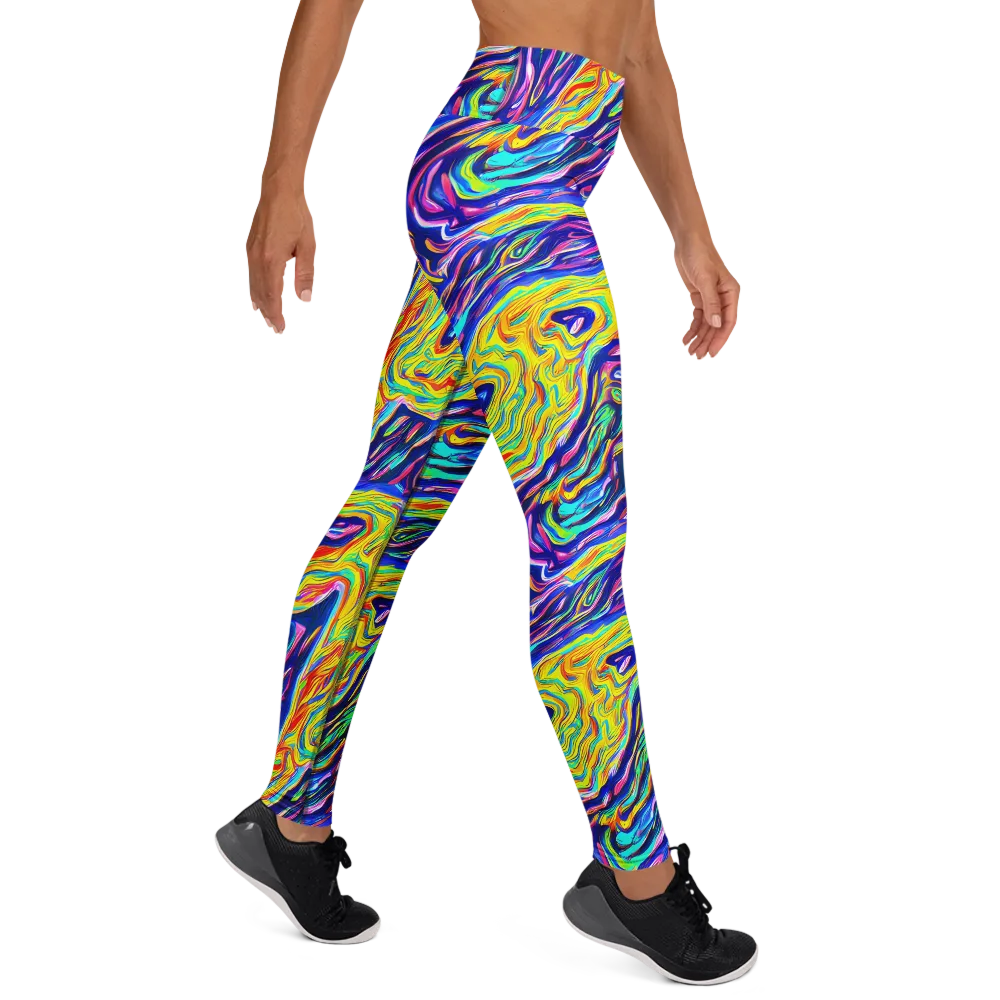 Kaleidoscope Current on Yoga Leggings — Right