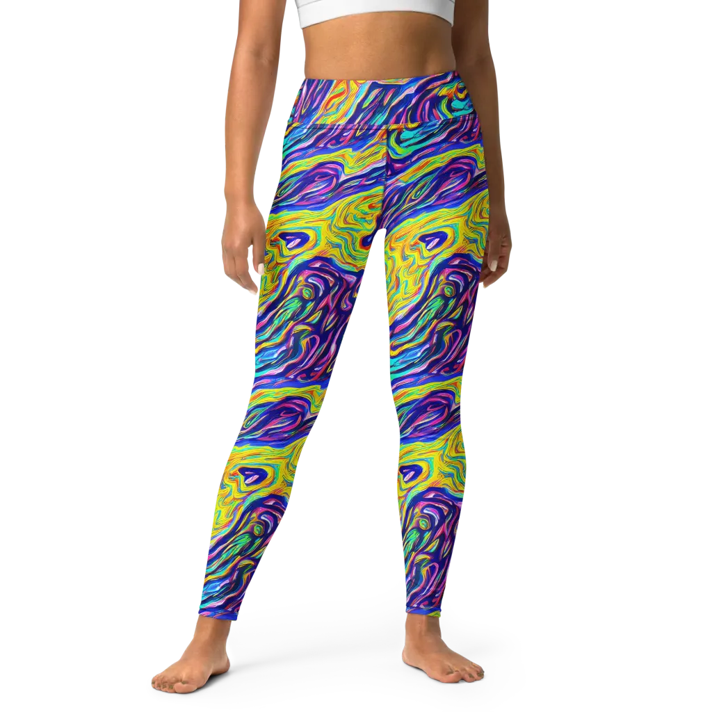 Kaleidoscope Current on Yoga Leggings — Front