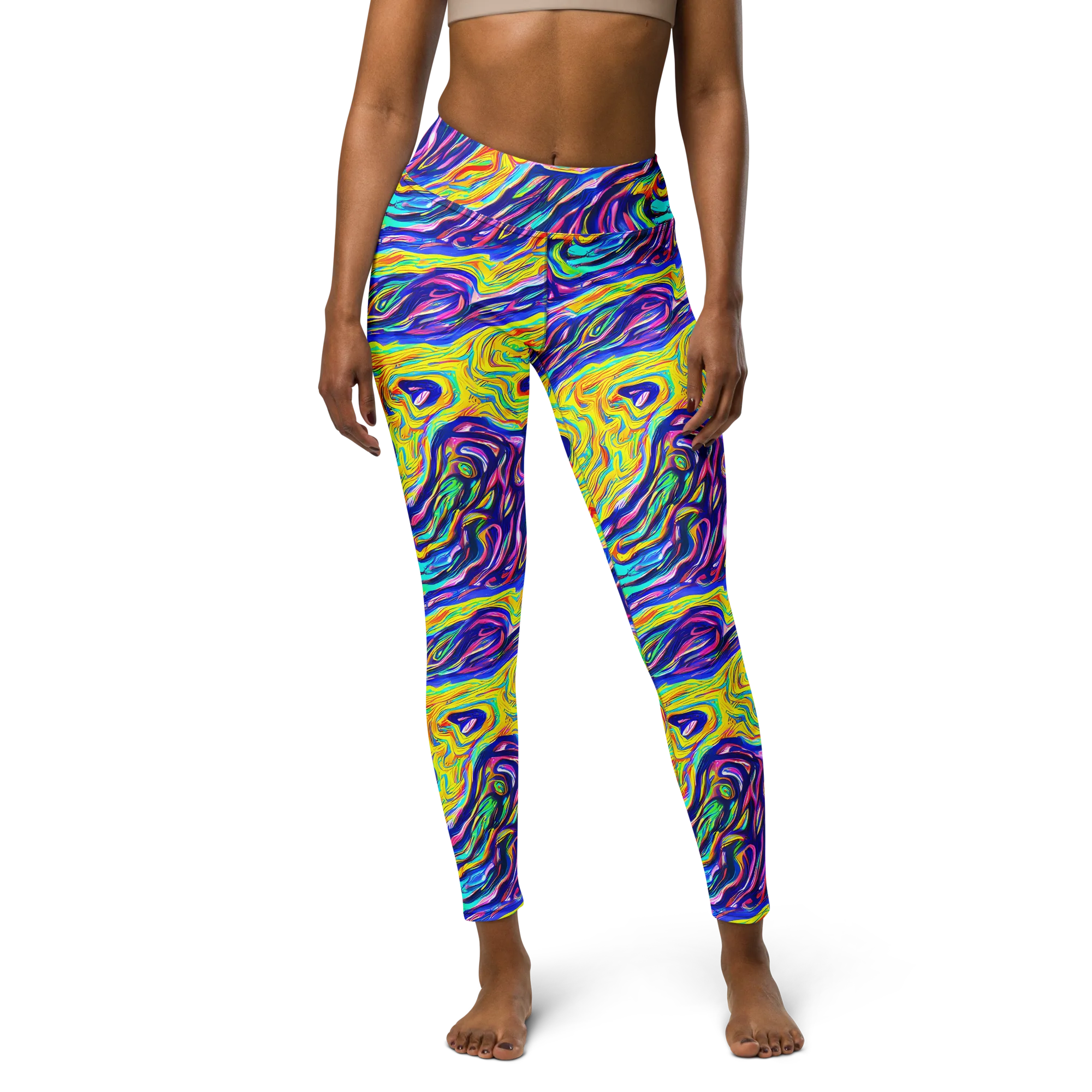 Kaleidoscope Current on Yoga Leggings — Front