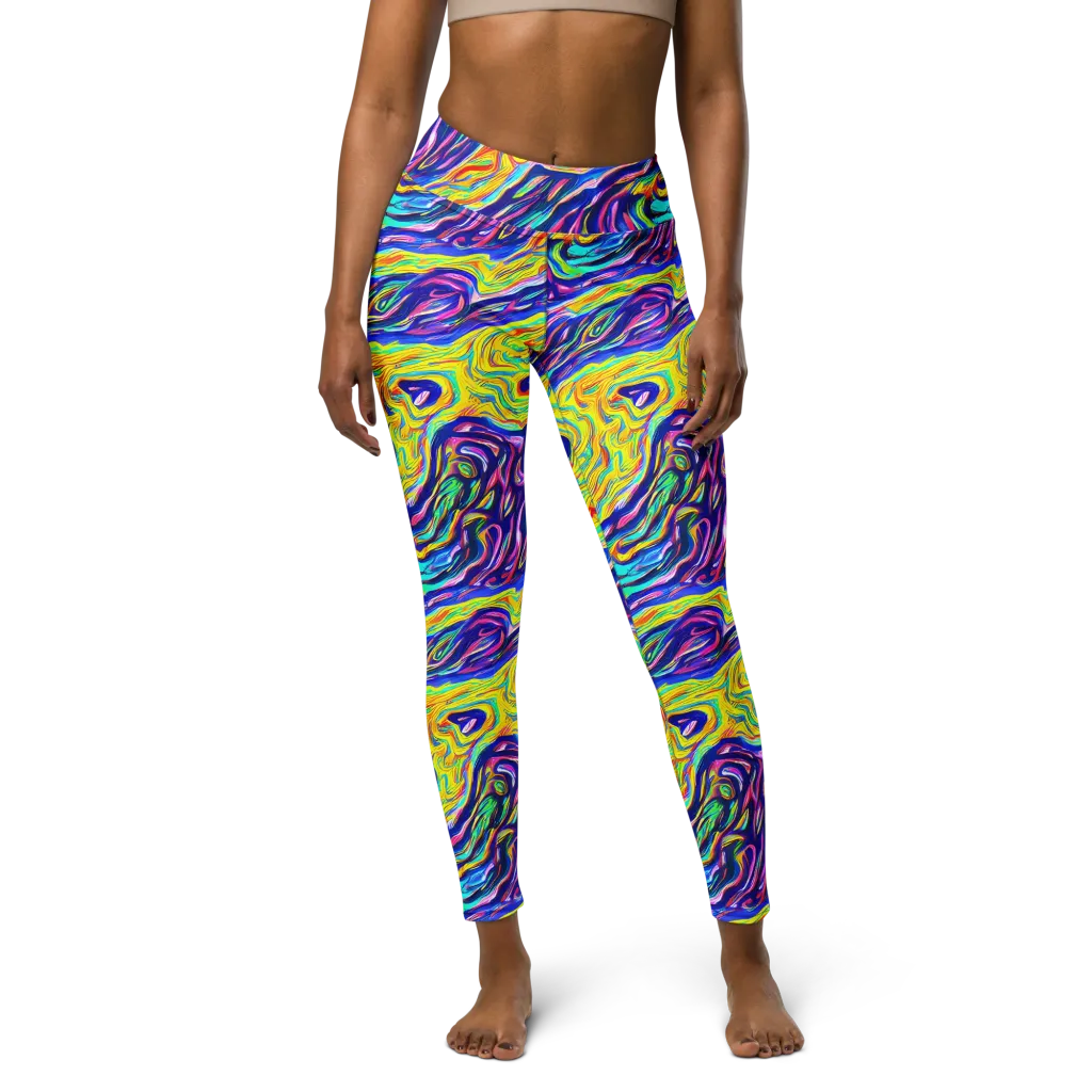 Kaleidoscope Current on Yoga Leggings — Front