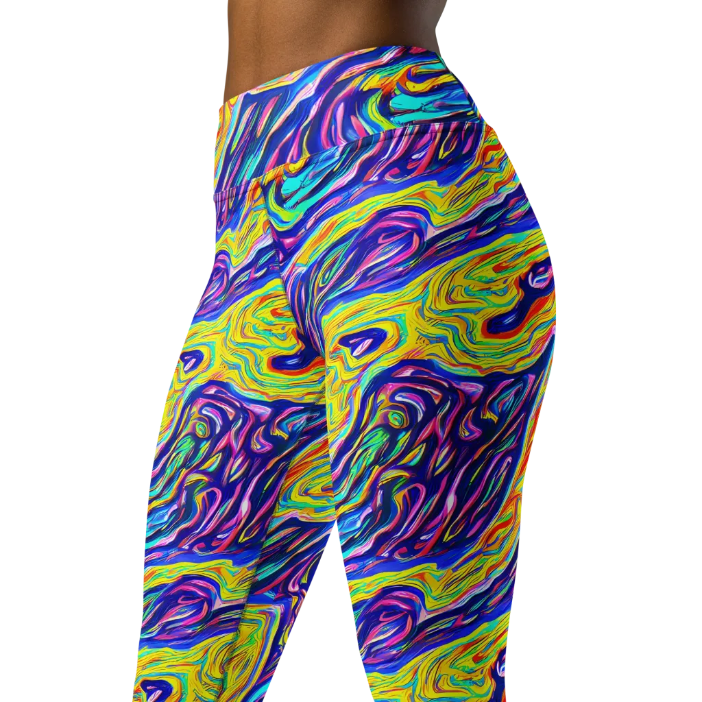 Kaleidoscope Current on Yoga Leggings — Left Front