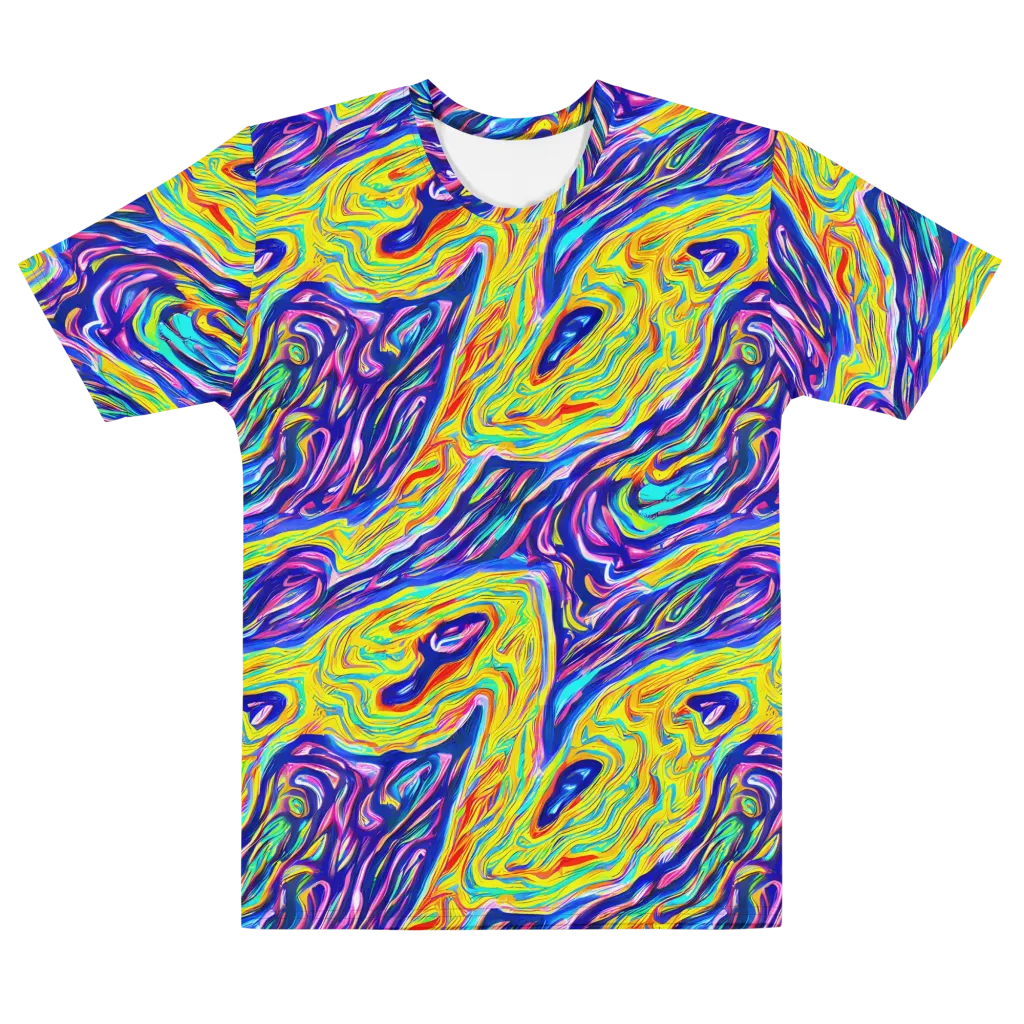 Kaleidoscope Current on Men's Cotton Crew Neck T-Shirt — Front