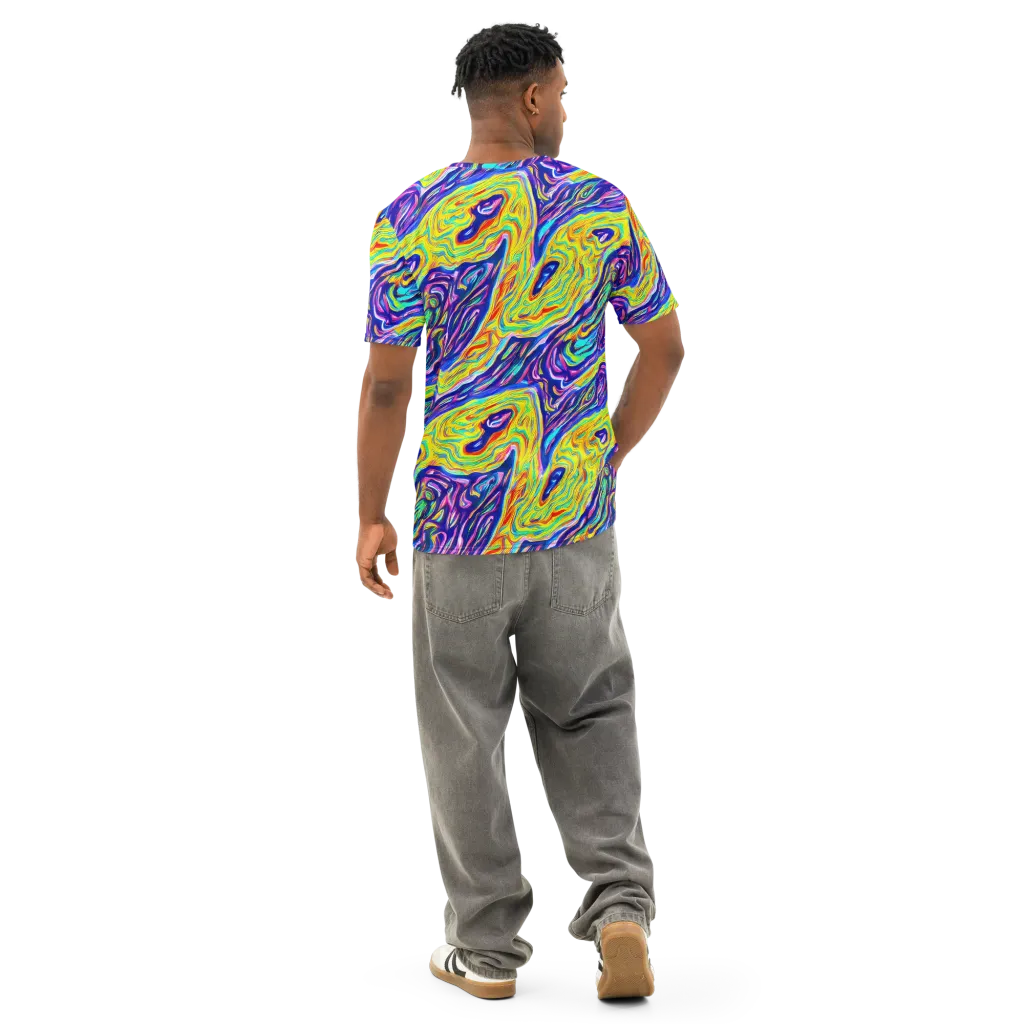 Kaleidoscope Current on Men's Cotton Crew Neck T-Shirt — Back