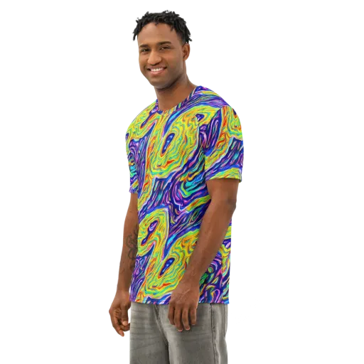 Kaleidoscope Current on a Men's Cotton Crew Neck T-Shirt