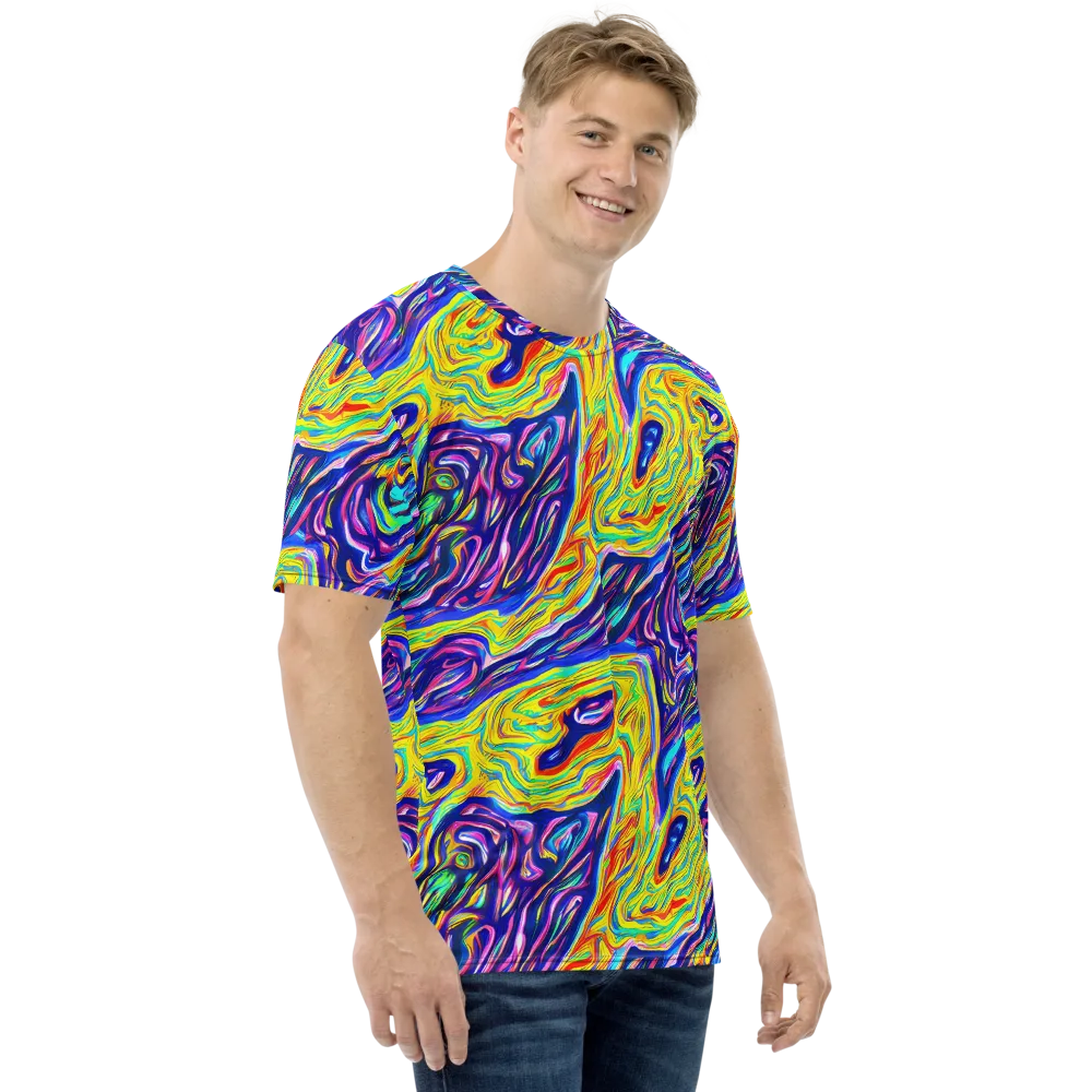 Kaleidoscope Current on Men's Crew Neck T-Shirt — Right