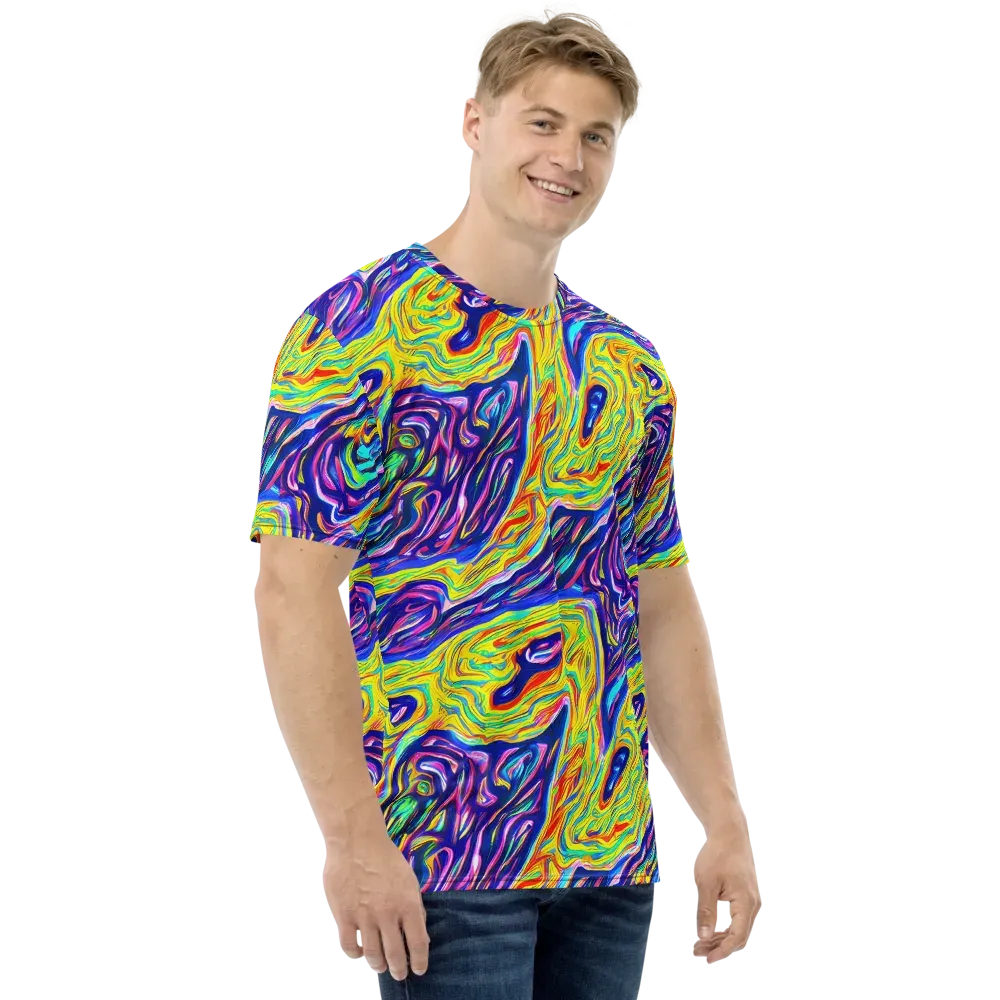 Kaleidoscope Current on Men's Crew Neck T-Shirt — Right