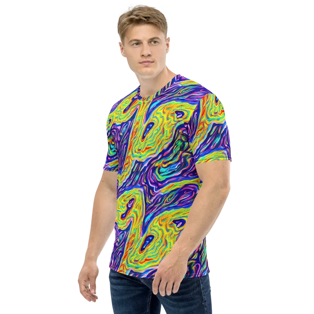 Kaleidoscope Current on Men's Crew Neck T-Shirt — Left