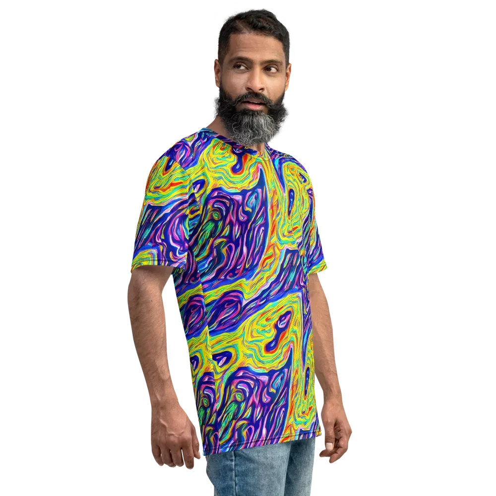 Kaleidoscope Current on Men's Crew Neck T-Shirt — Right