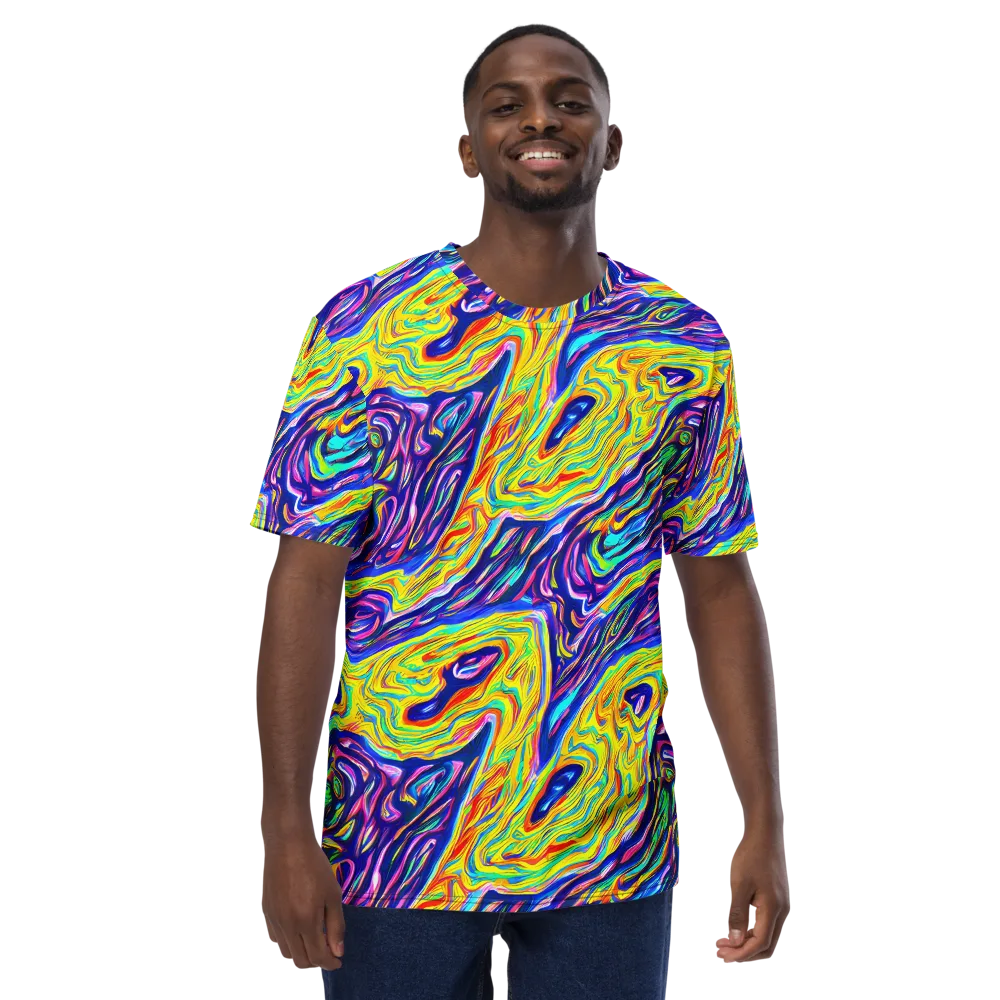 Kaleidoscope Current on Men's Crew Neck T-Shirt — Front