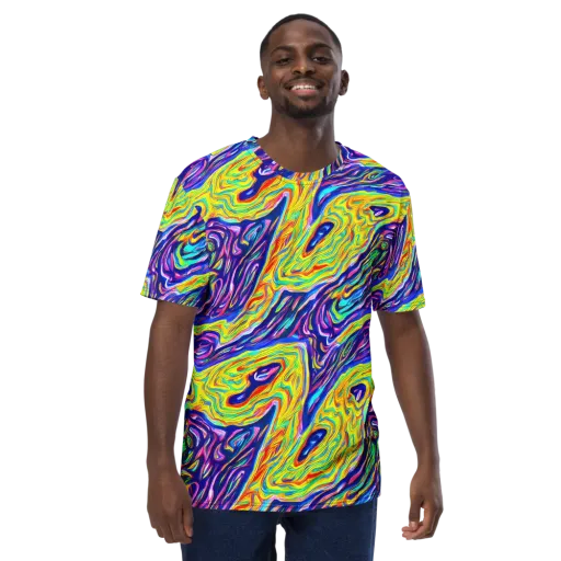 Kaleidoscope Current on a Men's Crew Neck T-Shirt