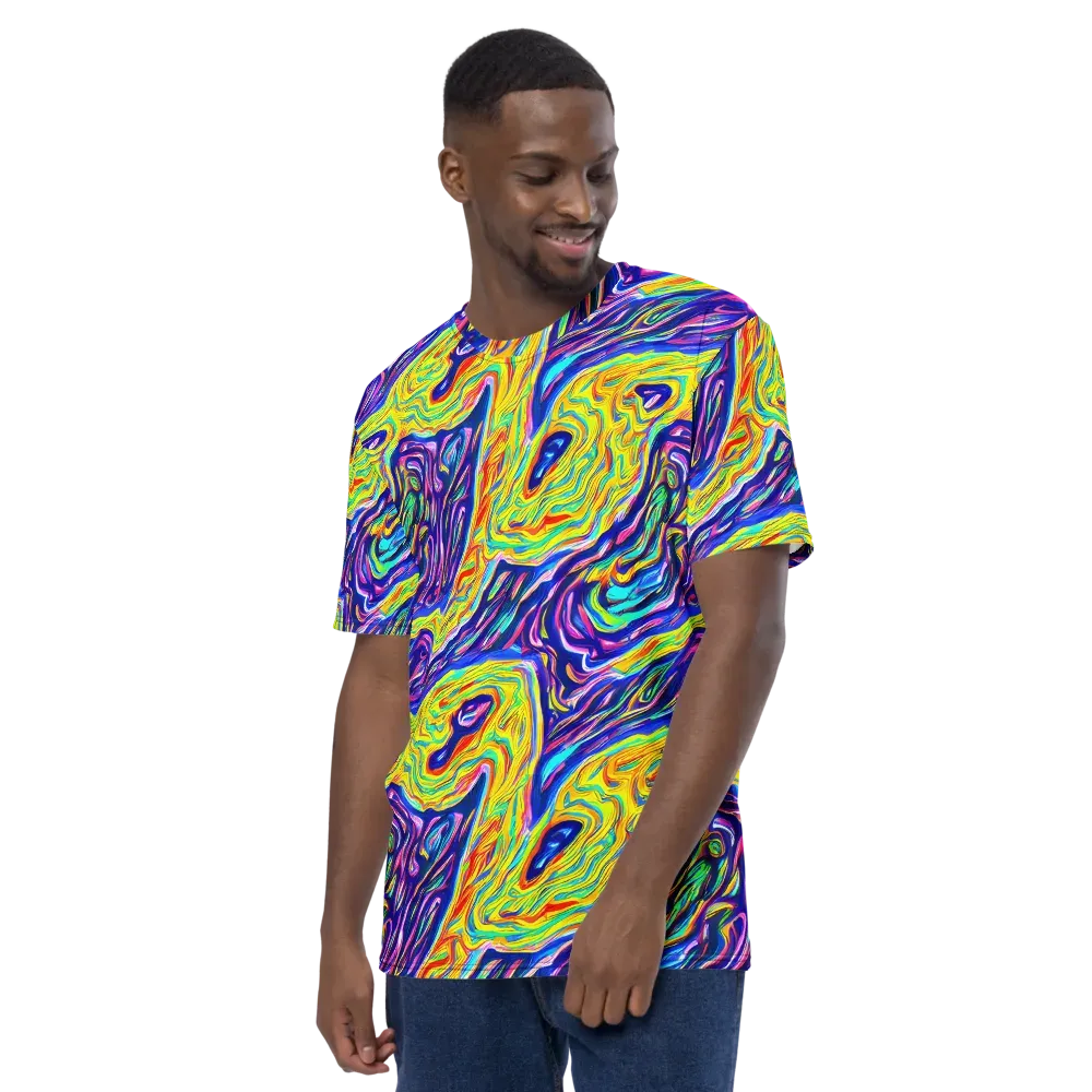 Kaleidoscope Current on Men's Crew Neck T-Shirt — Left