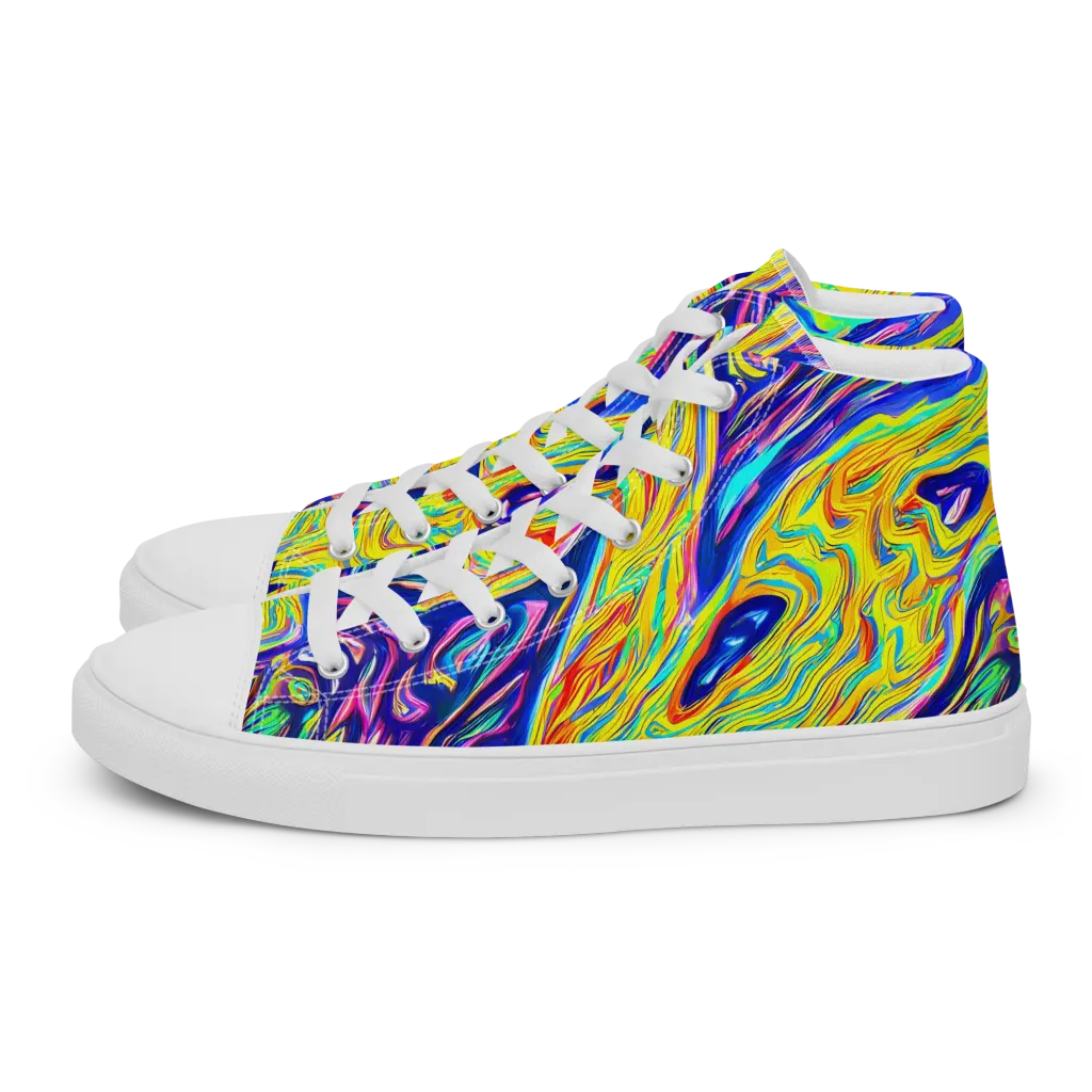 Kaleidoscope Current on Men's High Top Canvas Shoes — Left
