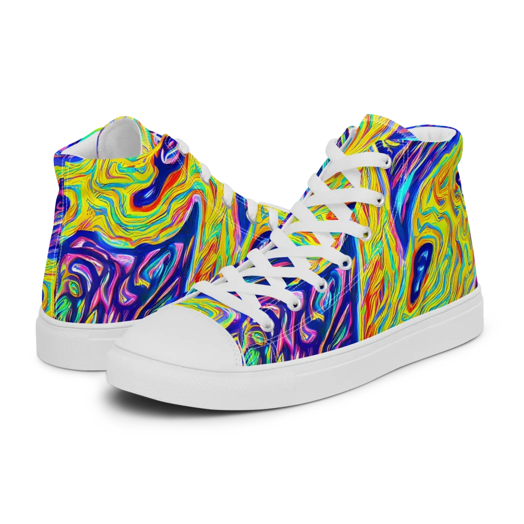 Kaleidoscope Current on Men's High Top Canvas Shoes — Left