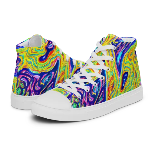 Kaleidoscope Current on a Men's High Top Canvas Shoes