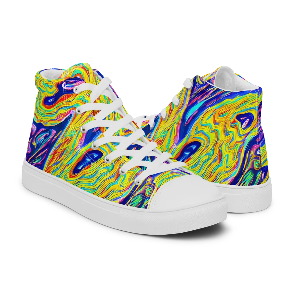 Kaleidoscope Current on Men's High Top Canvas Shoes — Right