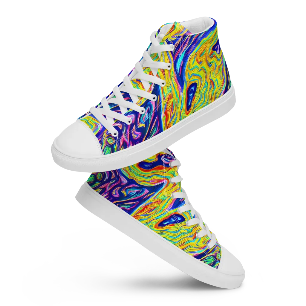 Kaleidoscope Current on Men's High Top Canvas Shoes — Front