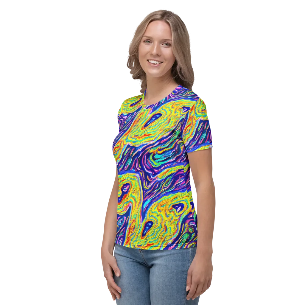 Kaleidoscope Current on Women's Crew Neck T-Shirt — Left