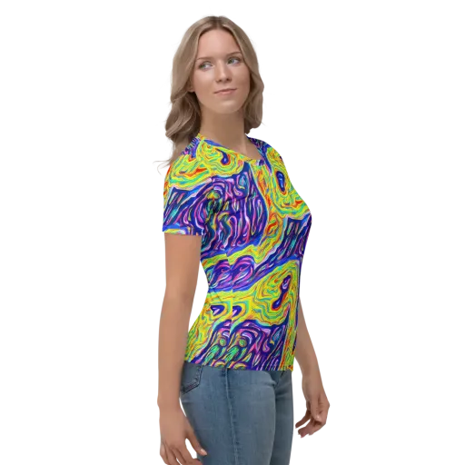 Kaleidoscope Current on a Women's Crew Neck T-Shirt