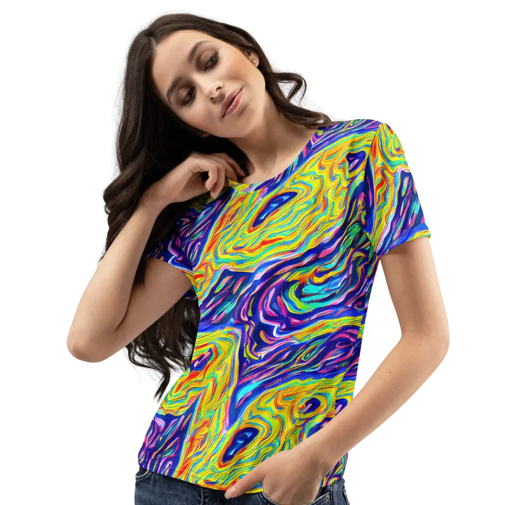 Kaleidoscope Current on Women's Crew Neck T-Shirt — Left Front