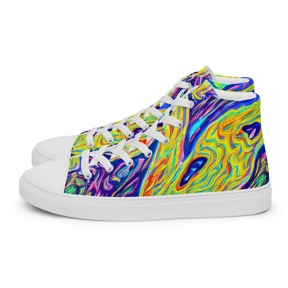 Kaleidoscope Current on Women's High Top Canvas Shoes — Left