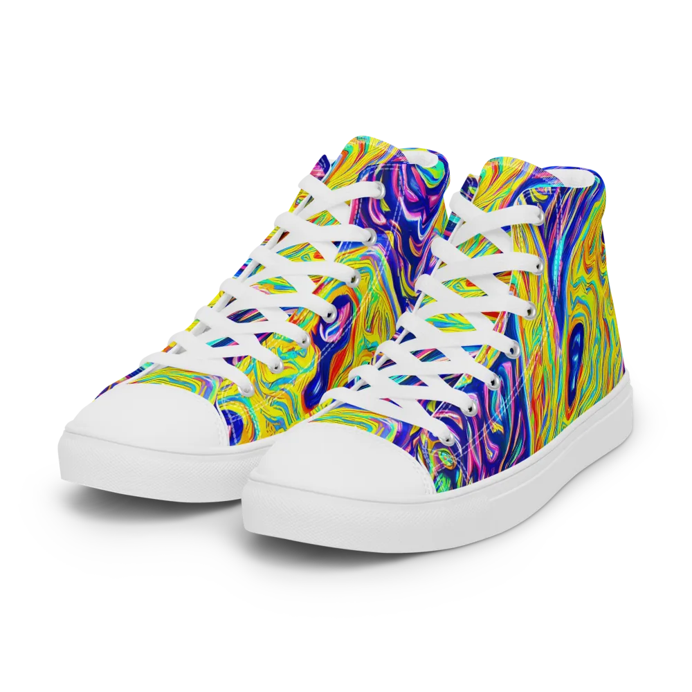 Kaleidoscope Current on Women's High Top Canvas Shoes — Left Front
