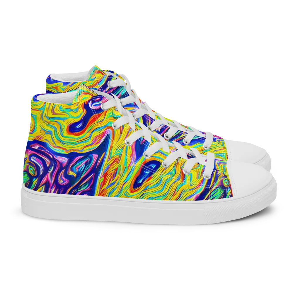 Kaleidoscope Current on Women's High Top Canvas Shoes — Right