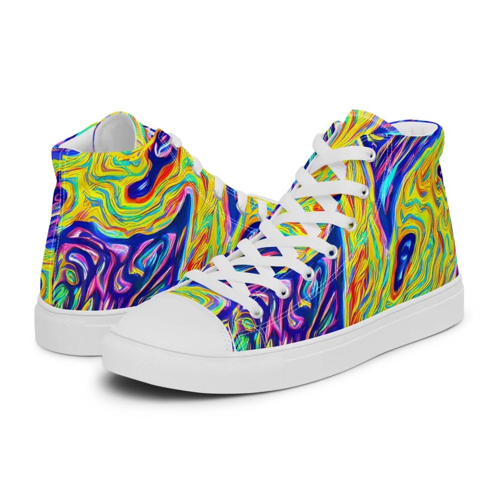 Kaleidoscope Current on Women's High Top Canvas Shoes — Left