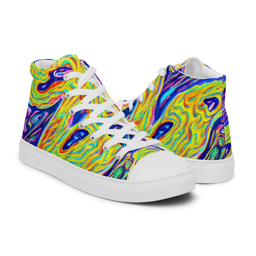 Kaleidoscope Current on Women's High Top Canvas Shoes — Right