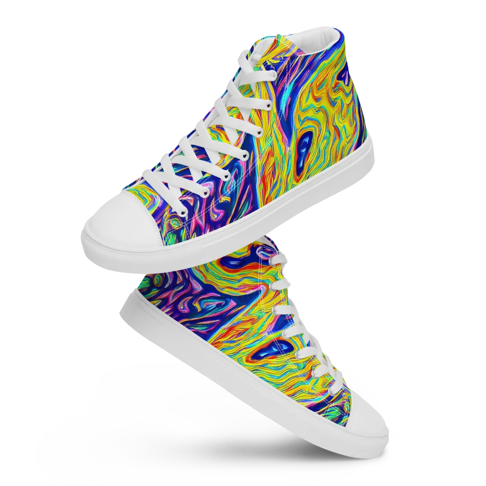 Kaleidoscope Current on Women's High Top Canvas Shoes — Front