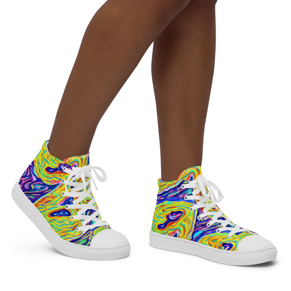 Kaleidoscope Current on Women's High Top Canvas Shoes — Right