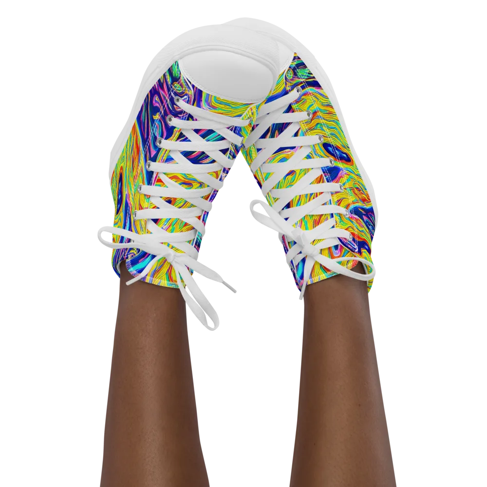 Kaleidoscope Current on Women's High Top Canvas Shoes — Front