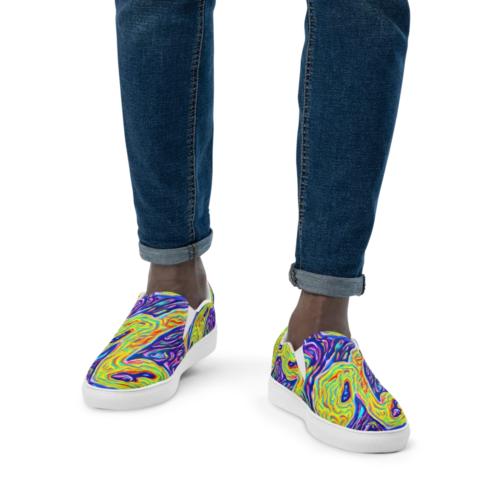Kaleidoscope Current on Men's Slip-On Canvas Shoes — Front