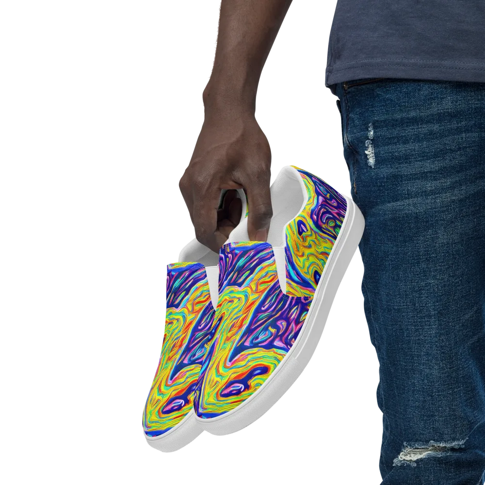 Kaleidoscope Current on Men's Slip-On Canvas Shoes — Left Front