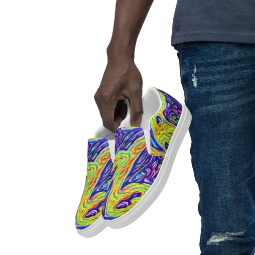 Kaleidoscope Current on a Men's Slip-On Canvas Shoes