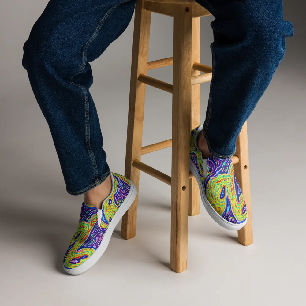 Kaleidoscope Current on Men's Slip-On Canvas Shoes — Front