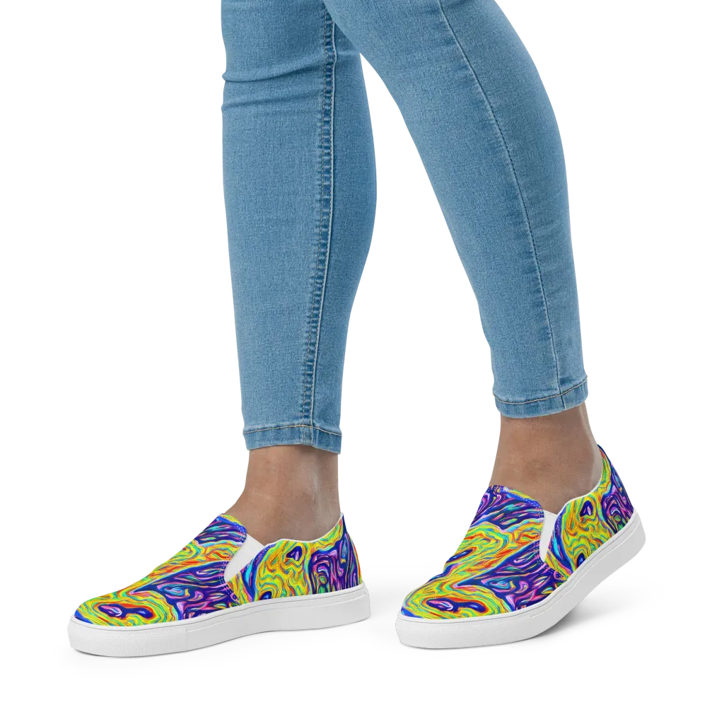 Kaleidoscope Current on Women's Slip-On Canvas Shoes — Front