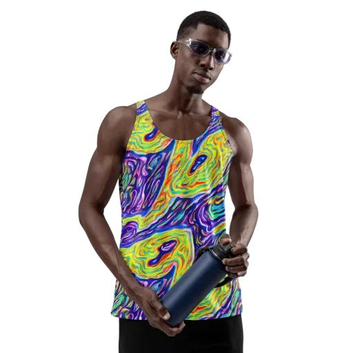 Kaleidoscope Current on a Men's Tank Top