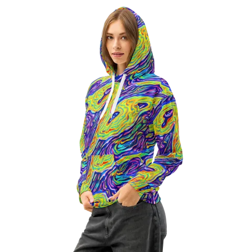 Kaleidoscope Current on a Cotton Hoodie
