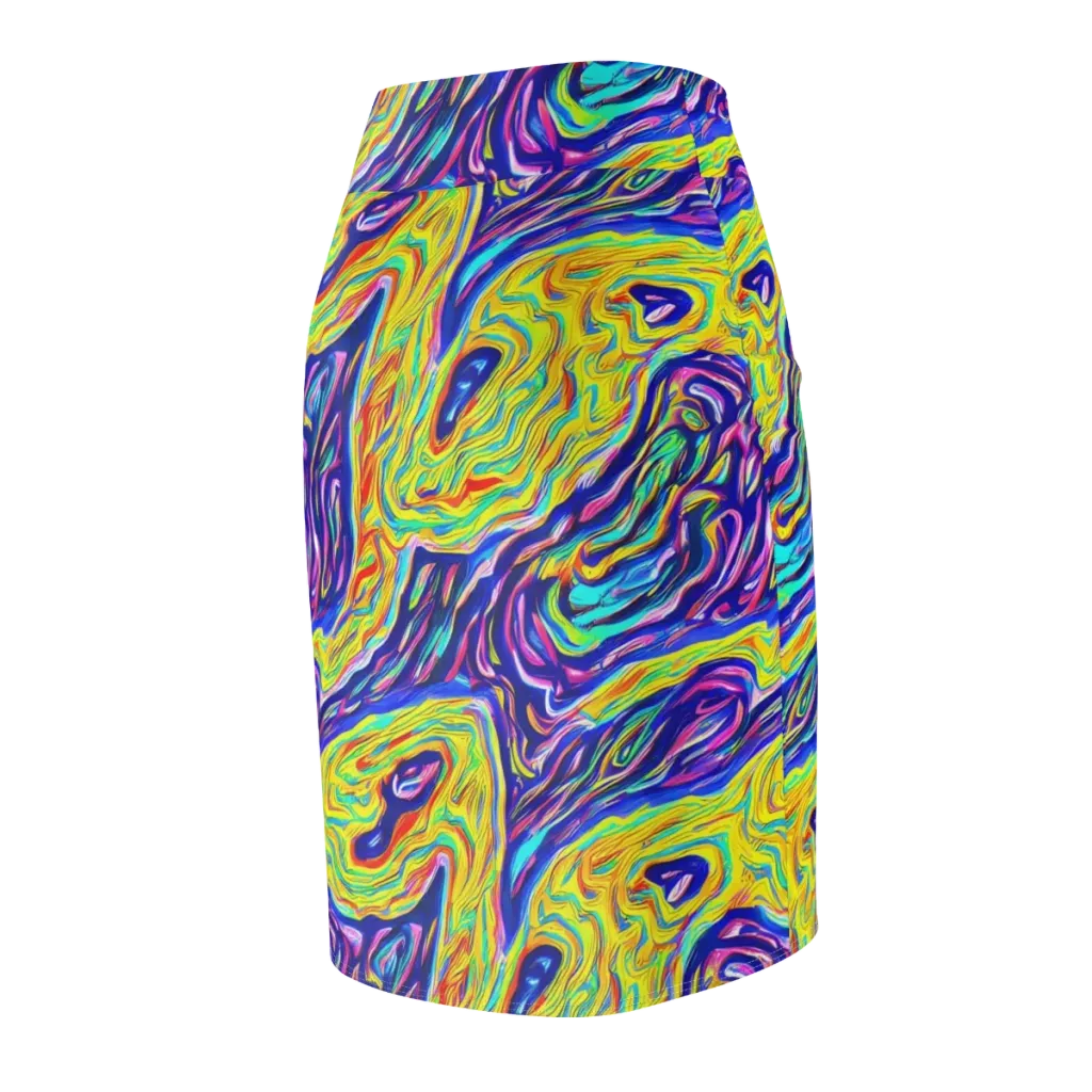 Kaleidoscope Current on Pencil Skirt — Back Side
