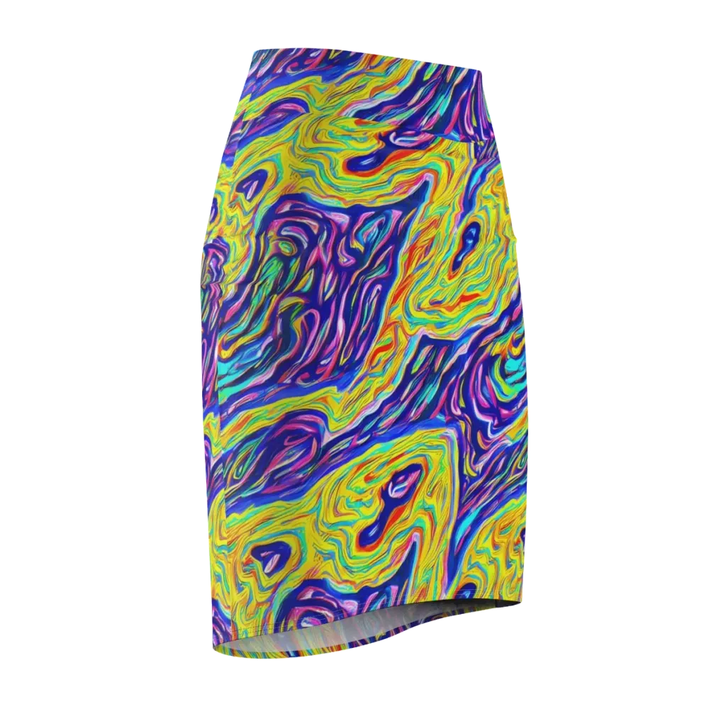 Kaleidoscope Current on Pencil Skirt — Front Side