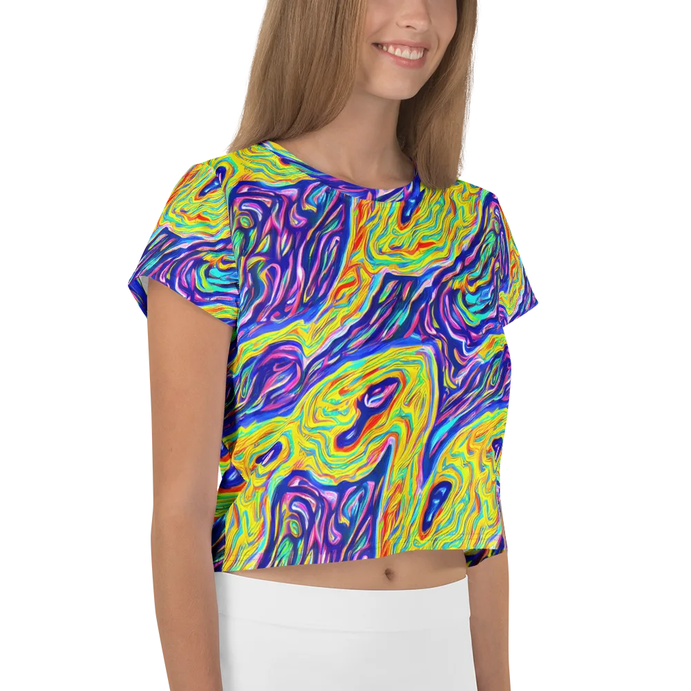 Kaleidoscope Current on Crop Tee — Right