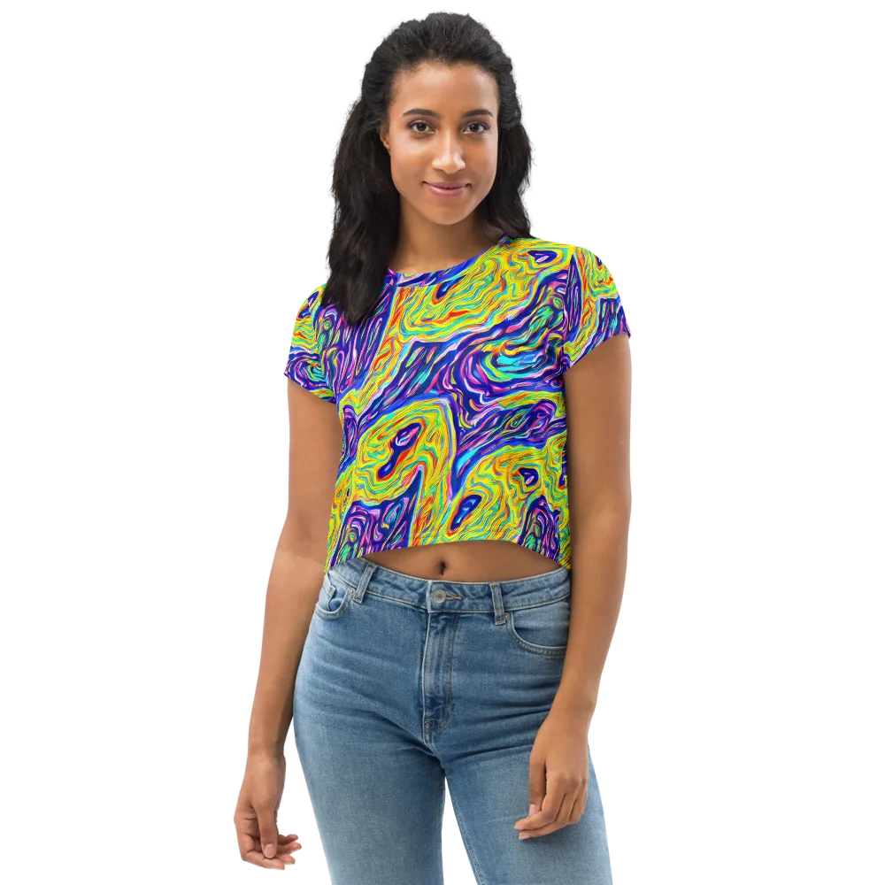Kaleidoscope Current on Crop Tee — Front