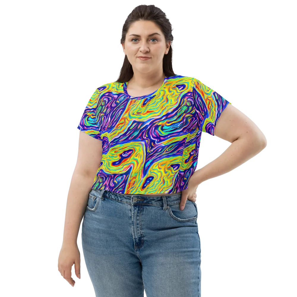 Kaleidoscope Current on Crop Tee — Front