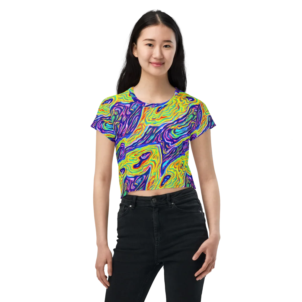 Kaleidoscope Current on Crop Tee — Front