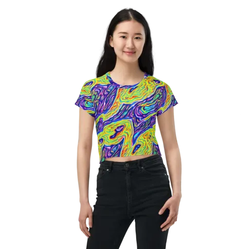 Kaleidoscope Current on a Crop Tee