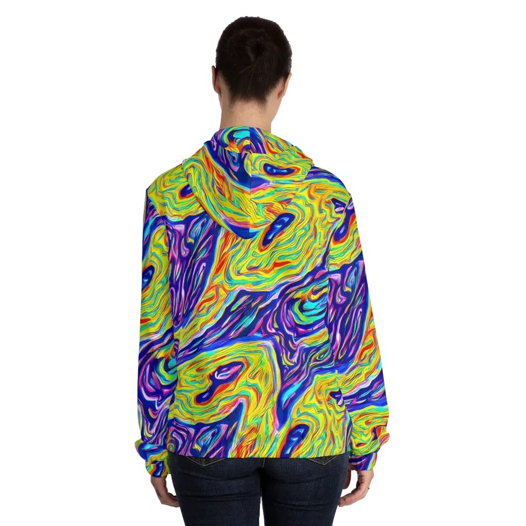 Kaleidoscope Current on Women's Full-Zip Hoodie — Back On Person