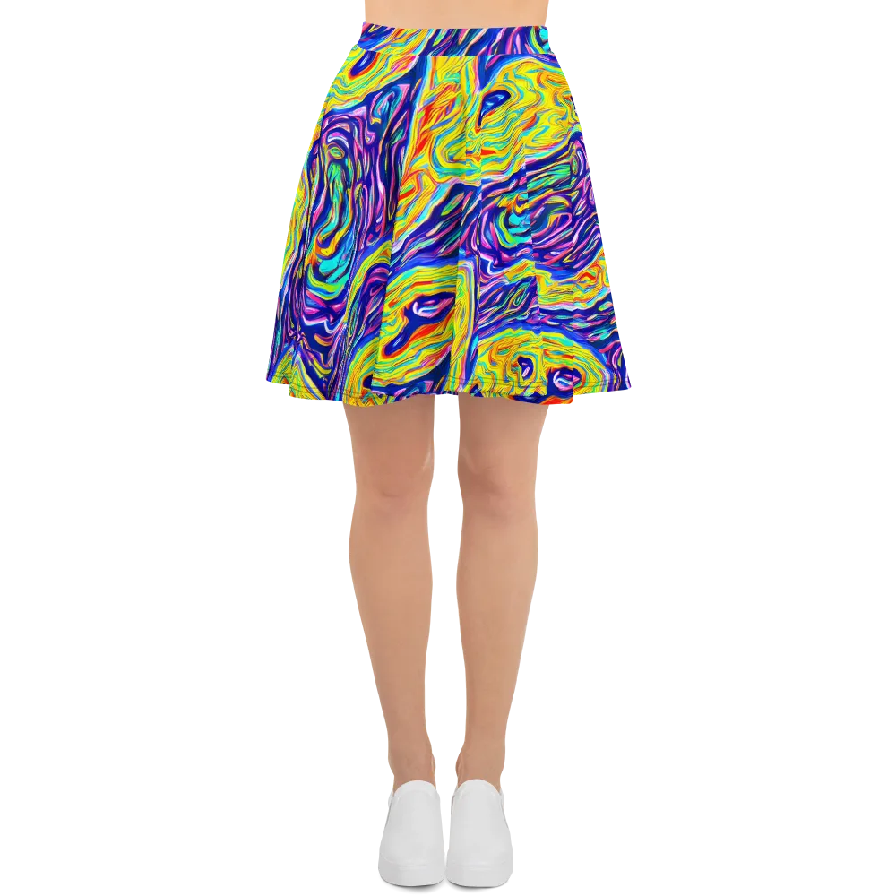Kaleidoscope Current on Skater Skirt — Front