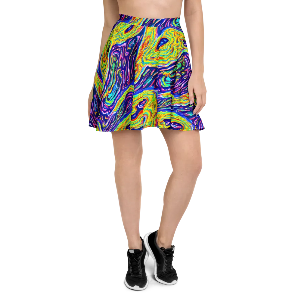 Kaleidoscope Current on Skater Skirt — Front