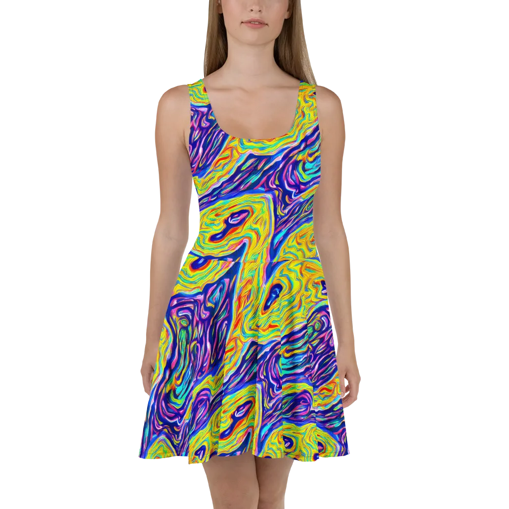 Kaleidoscope Current on Skater Dress — Front